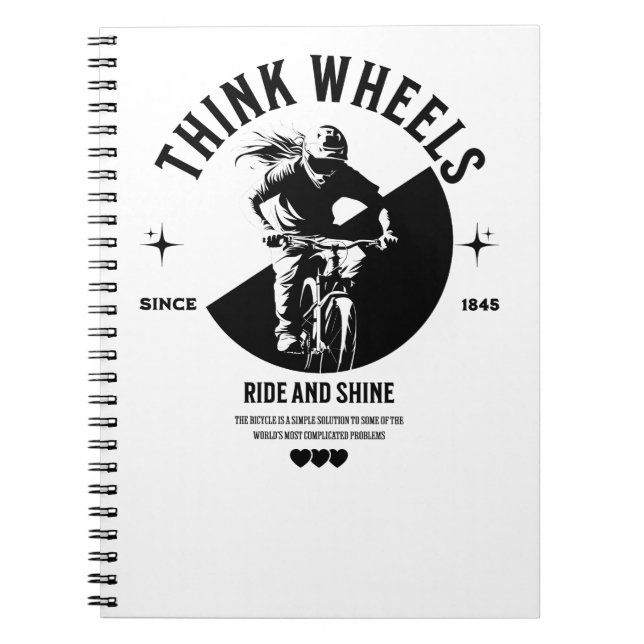 Bicycle Riders Black and White Notebook (Front)