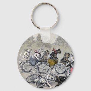 Bicycle Riding Cats Key Ring