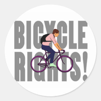 Bicycle Rights in Grey Classic Round Sticker