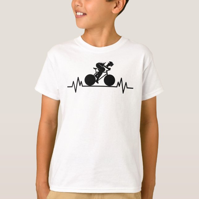 Bicycle Road Bike Heartbeat Design Bicycle Gift T-Shirt (Front)