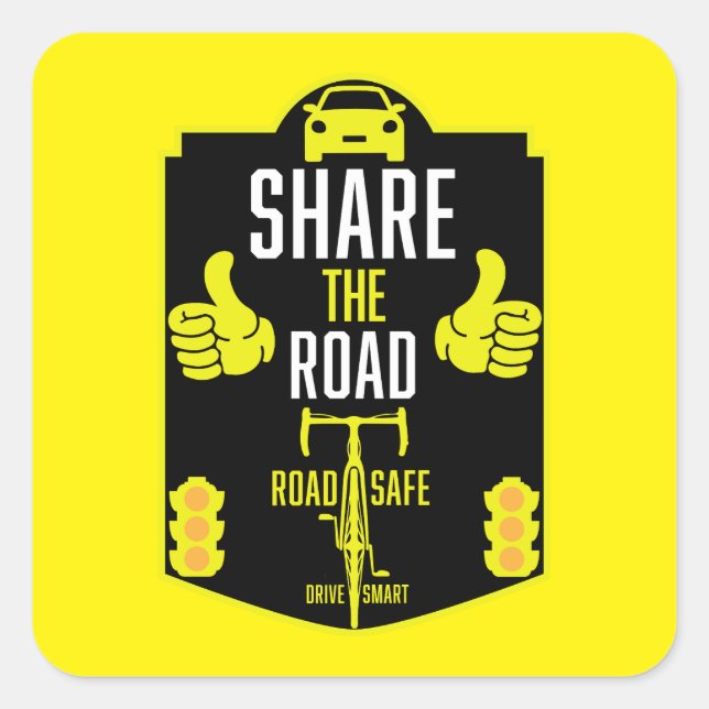 Bicycle Road Safety Square Sticker (Front)