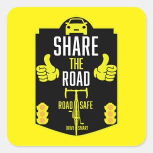 Bicycle Road Safety Square Sticker