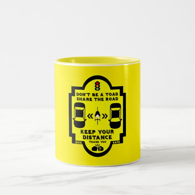 Bicycle Road Safety Two-Tone Coffee Mug (Center)