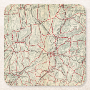 Bicycle Roads in New York and Conneticut 12 Square Paper Coaster