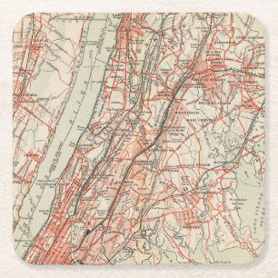 Bicycle Roads in New York and Conneticut 3 Square Paper Coaster
