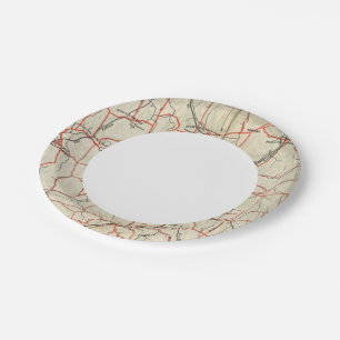 Bicycle Roads in New York and Conneticut 4 Paper Plate