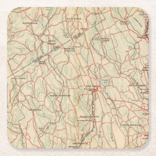 Bicycle Roads in New York and Conneticut 5 Square Paper Coaster