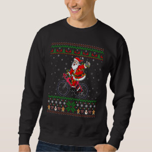 Bicycle  Santa Riding Bicycle Cycling Ugly Christm Sweatshirt