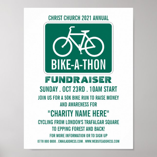 Bicycle Sign, Charity Bike-a-Thon Event Poster (Front)
