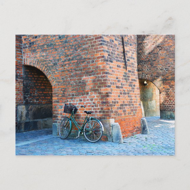 Bicycle, St. Nicholas Church, Copenhagen, Denmark Postcard (Front)