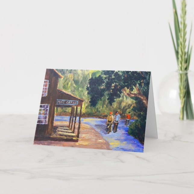 Bicycle Sunday in Woodside greeting card (Front)