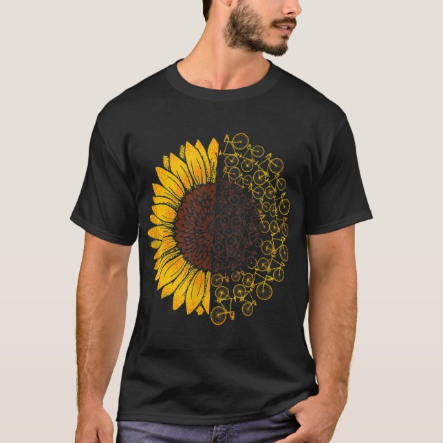 Bicycle Sunflower Bike Lover Biking Cycle Gift T-Shirt (Front)