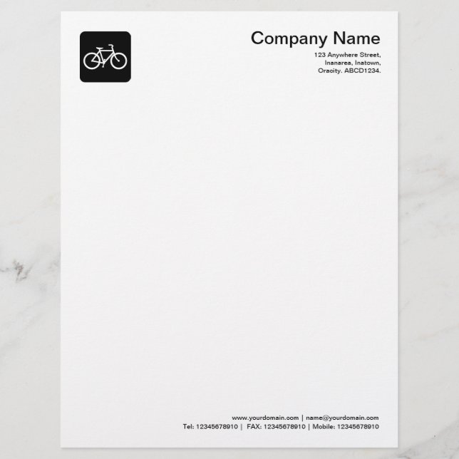 Bicycle Symbol - Black Customized Letterhead (Front)