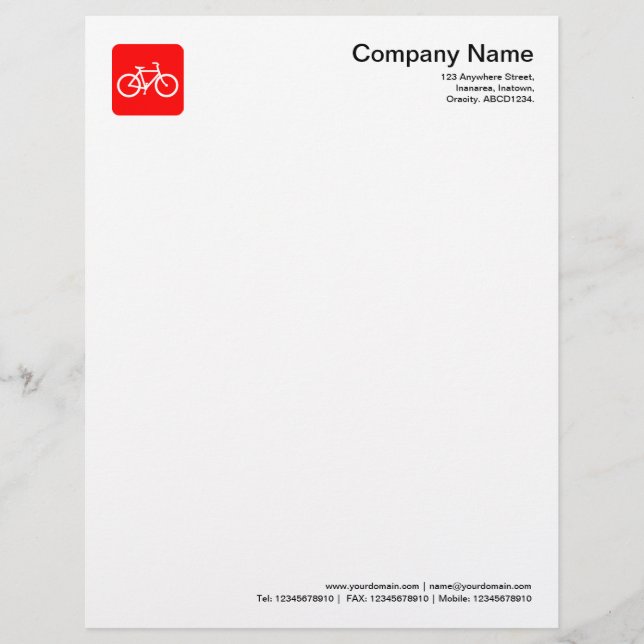 Bicycle Symbol - Red Letterhead Design (Front)