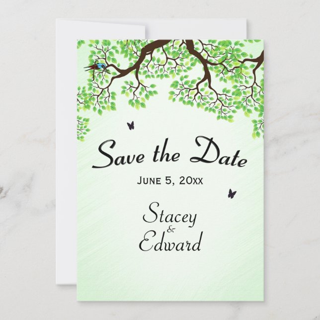 Bicycle Theme Wedding Save the Date Mint (Front)