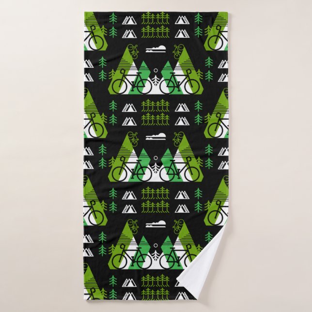 Bicycle-Themed Present Print Bath Towel (Bath Towel)