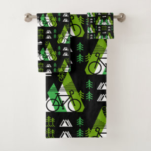 Bicycle-Themed Present Print Bath Towel Set