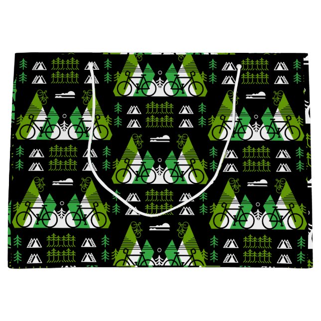 Bicycle-Themed Present Print Large Gift Bag (Front)