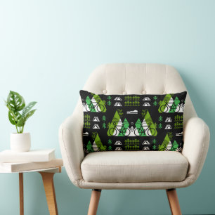 Bicycle-Themed Present Print Lumbar Cushion