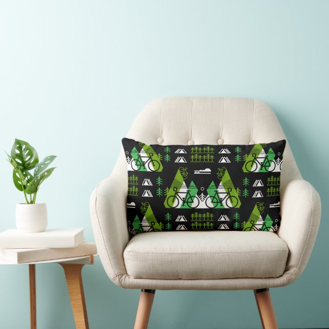 Bicycle-Themed Present Print Lumbar Cushion (Chair)