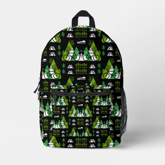 Bicycle-Themed Present Print Printed Backpack (Front)