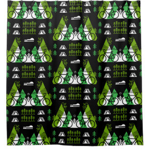 Bicycle-Themed Present Print Shower Curtain