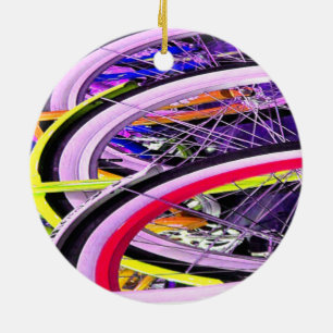 Bicycle Tires Colourful and Fun Christmas Ornament