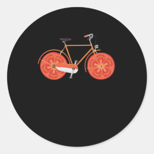 Bicycle Tomato Wheels Bike Riding Cycling Biker Gi Classic Round Sticker