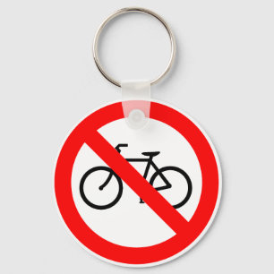 Bicycle Traffic Prohibited Highway Sign Key Ring