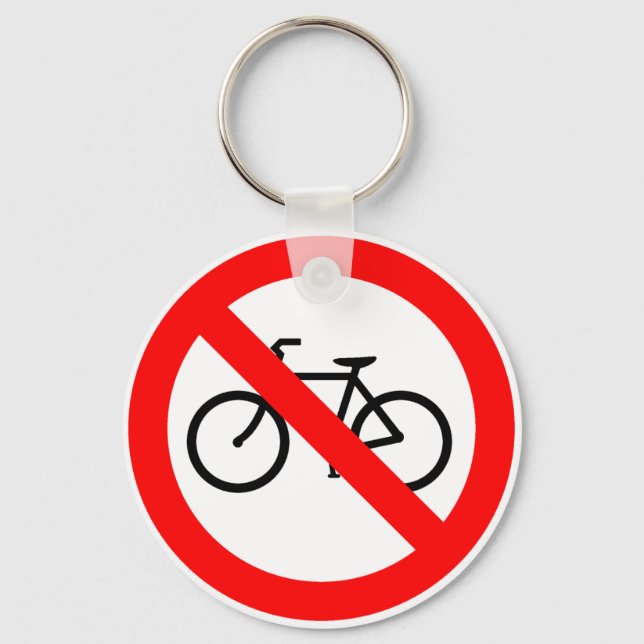 Bicycle Traffic Prohibited Highway Sign Key Ring (Front)