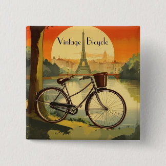 Bicycle Travel Poster, Paris customisable 15 Cm Square Badge