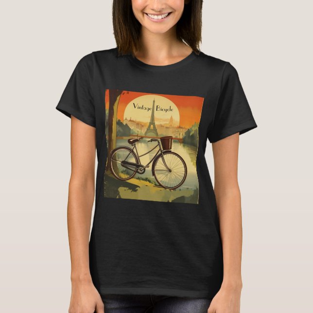 Bicycle Travel Poster, Paris customisable T-Shirt (Front)