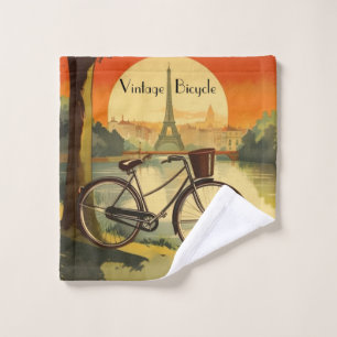 Bicycle Travel Poster, Paris customisable Wash Cloth