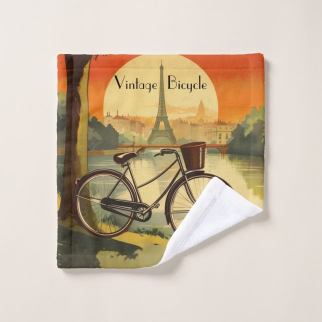 Bicycle Travel Poster, Paris customisable Wash Cloth (Wash Cloth)