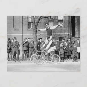 Bicycle Trick Riding, 1920s Postcard
