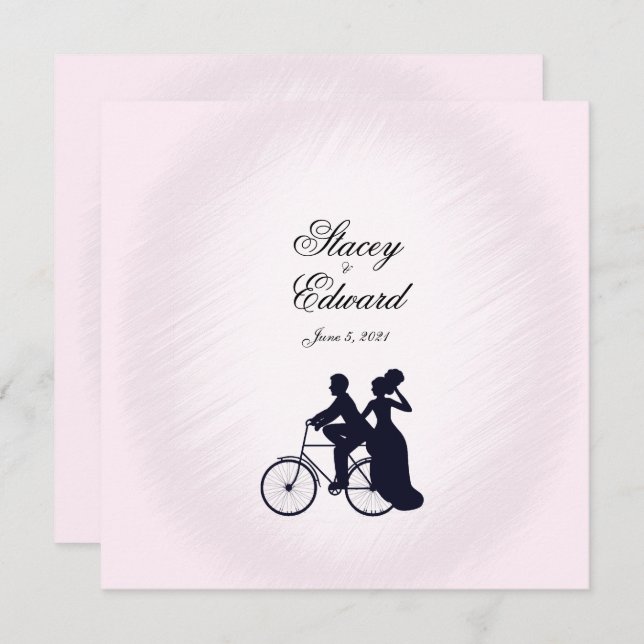 Bicycle Wedding Theme Pink Invitation (Front/Back)