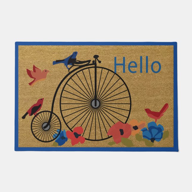 Bicycle Welcome Mat, Bike Doormat, Bike Rider Gift Doormat (Front)