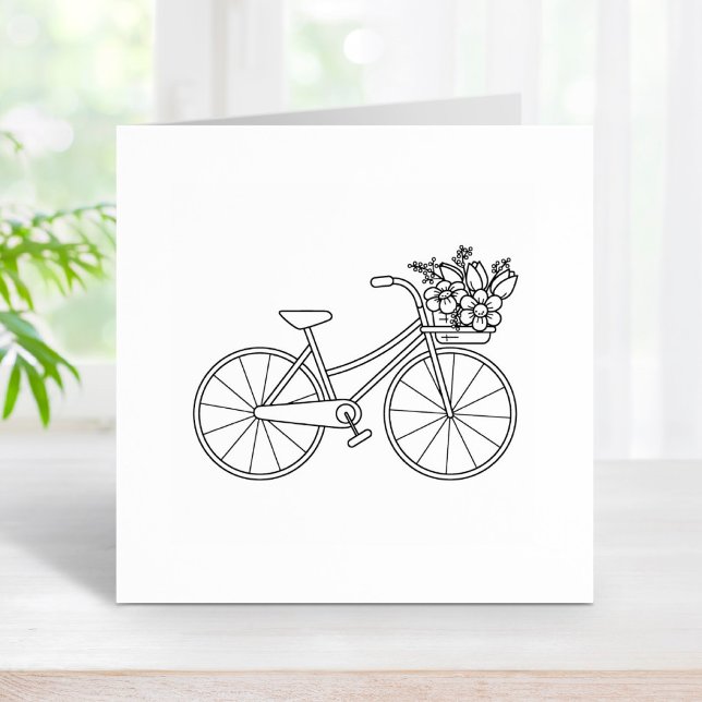Bicycle with a Flower Basket 2 Rubber Stamp (Creator Uploaded)