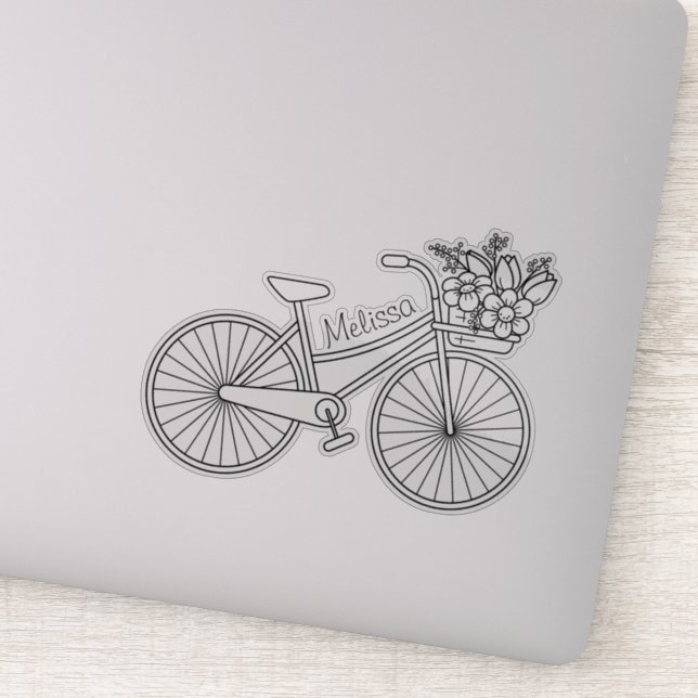 Bicycle with a Flower Basket, Custom Name (Detail)