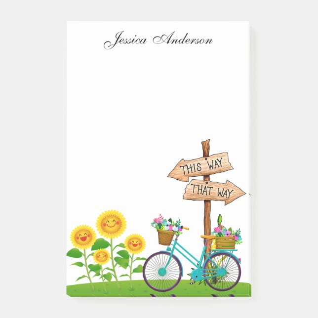 Bicycle With Basket Of Flowers Post-It Notes (Front)