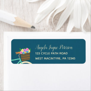Bicycle with Basket of Flowers Return Address Return Address Label