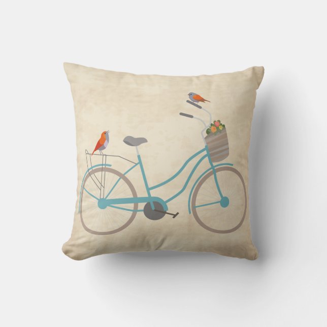 Bicycle with Birds Cushion (Front)