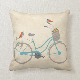 Bicycle with Birds Cushion