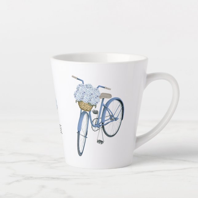 Bicycle with Hydrangea Basket Flower Lover Ceramic Latte Mug (Right)