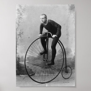 Bicycle with Large Front Wheel Poster