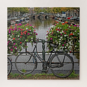 Bicycles and Canals in Amsterdam - 20x20 676 pc Jigsaw Puzzle