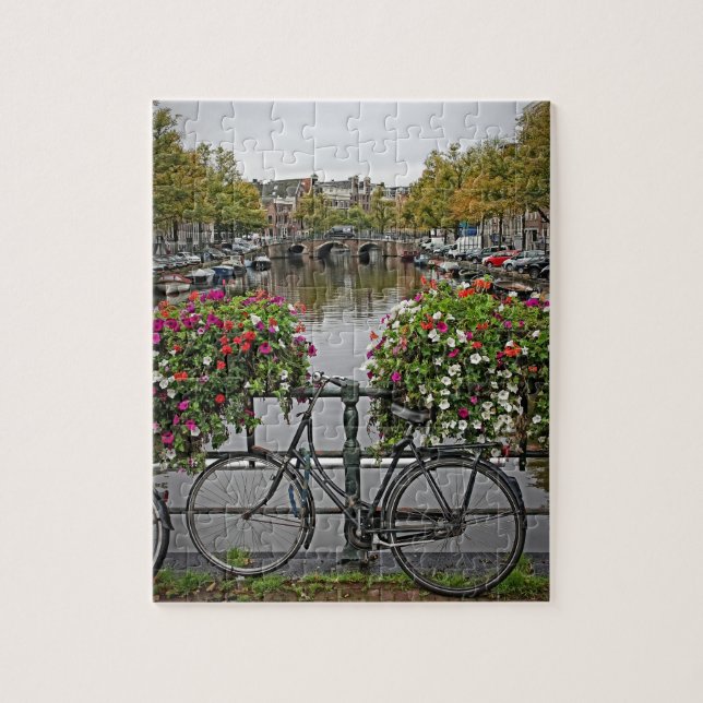 Bicycles and Canals in Amsterdam - 8x10 - 110 pc Jigsaw Puzzle (Vertical)