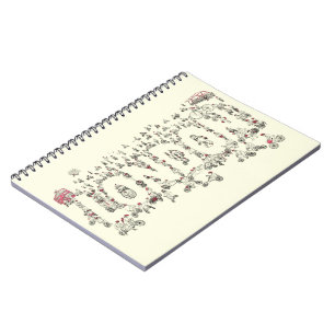 Bicycles around London detailed illustration Notebook