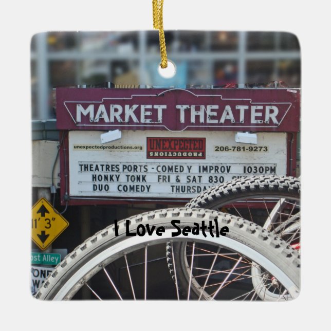 Bicycles at the Theatre Ceramic Ornament (Front)