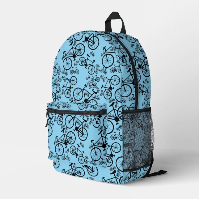 Bicycles Big and Small Printed Backpack (Back Corner Right)